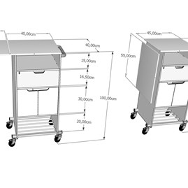 Swing360 er et hospital sidebord med justerbar bordplade.